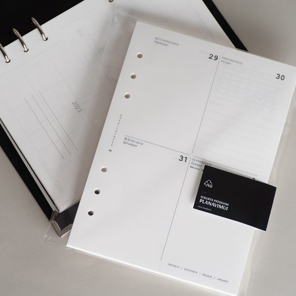 Įsegamas darbo knygos blokas 2023 metams pakuotėje