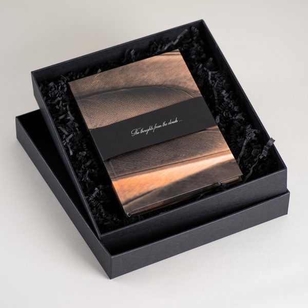 Užrašinė popieriniu viršeliu MINČIŲ SPARNAI (dėžutėje)